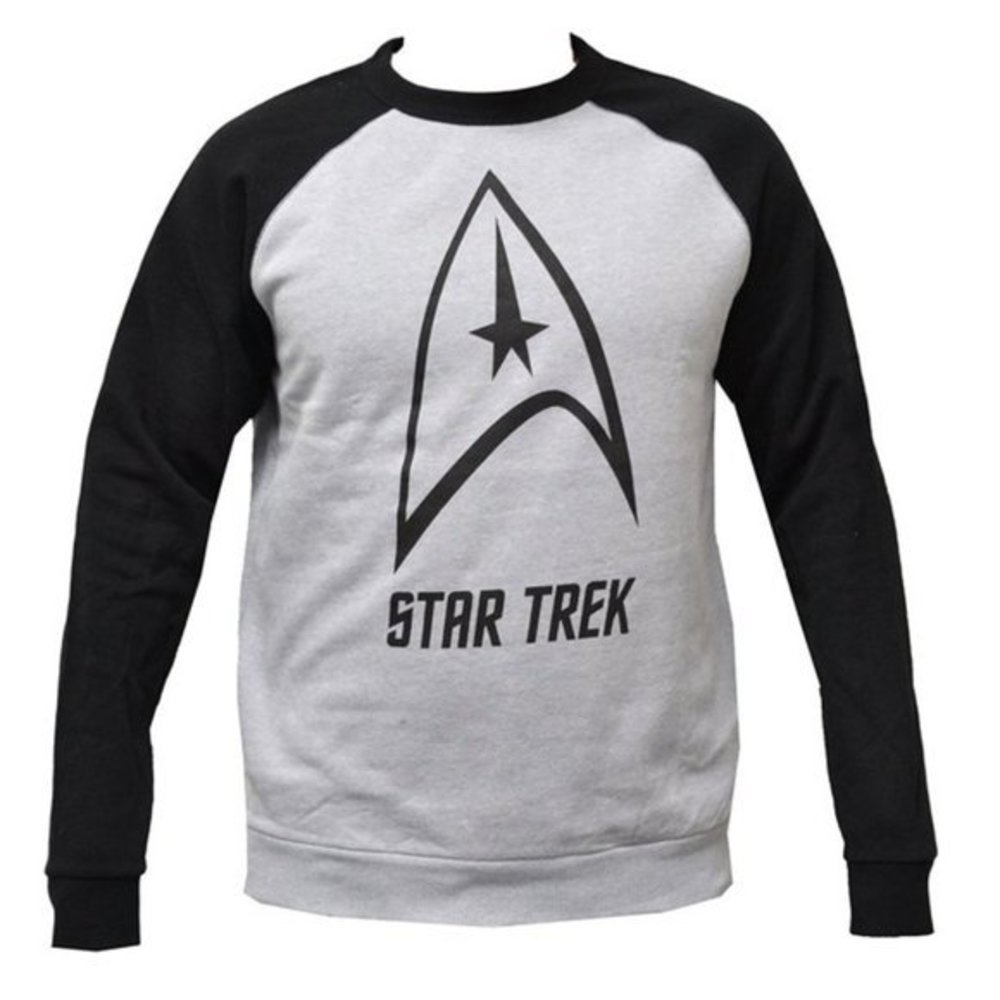 Men's Star Trek Logo Two‎ Tone Gray and Black Long Sleeves Sweatshirt